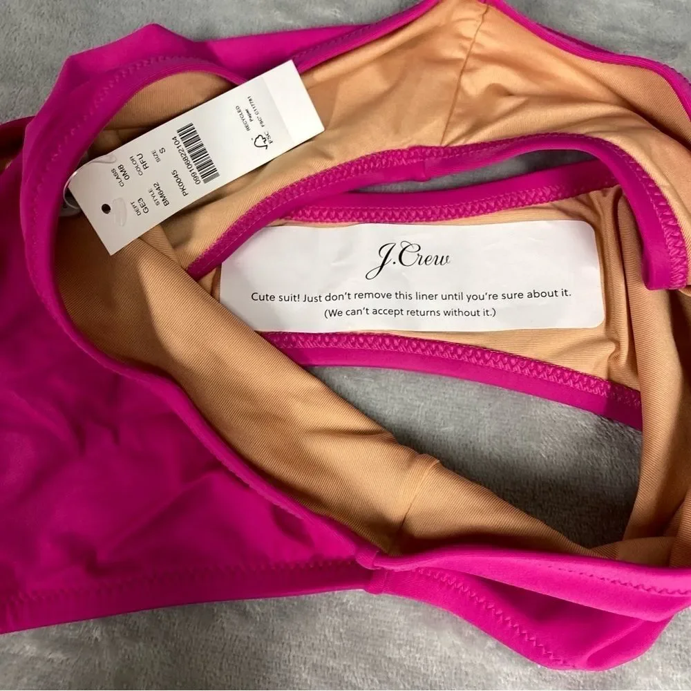 NEW J. Crew Hallie Bikini Bottom High Waist Size S Pink Radiant Fuchsia